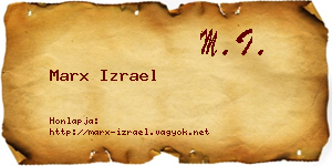 Marx Izrael névjegykártya